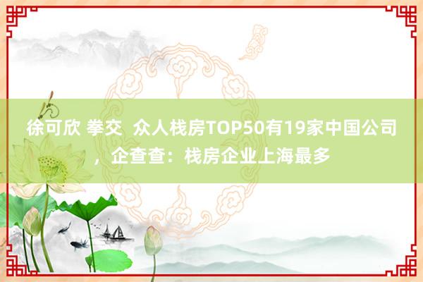 徐可欣 拳交  众人栈房TOP50有19家中国公司，企查查：栈房企业上海最多