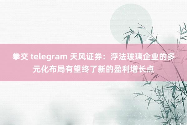 拳交 telegram 天风证券：浮法玻璃企业的多元化布局有望终了新的盈利增长点