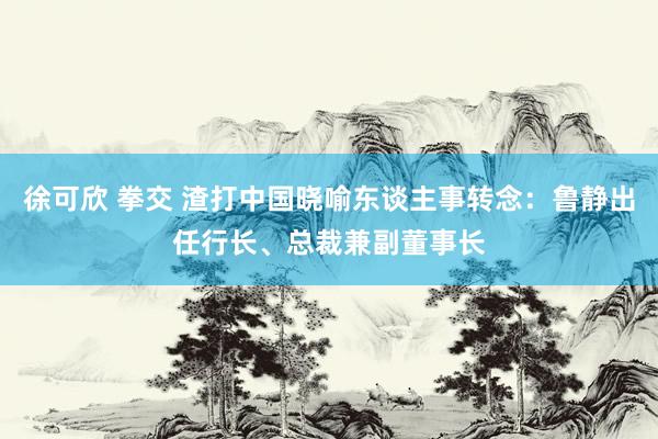 徐可欣 拳交 渣打中国晓喻东谈主事转念：鲁静出任行长、总裁兼副董事长