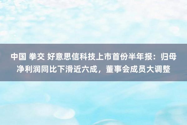 中国 拳交 好意思信科技上市首份半年报：归母净利润同比下滑近六成，董事会成员大调整