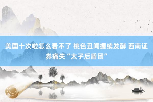 美国十次啦怎么看不了 桃色丑闻握续发酵 西南证券痛失“太子后盾团”